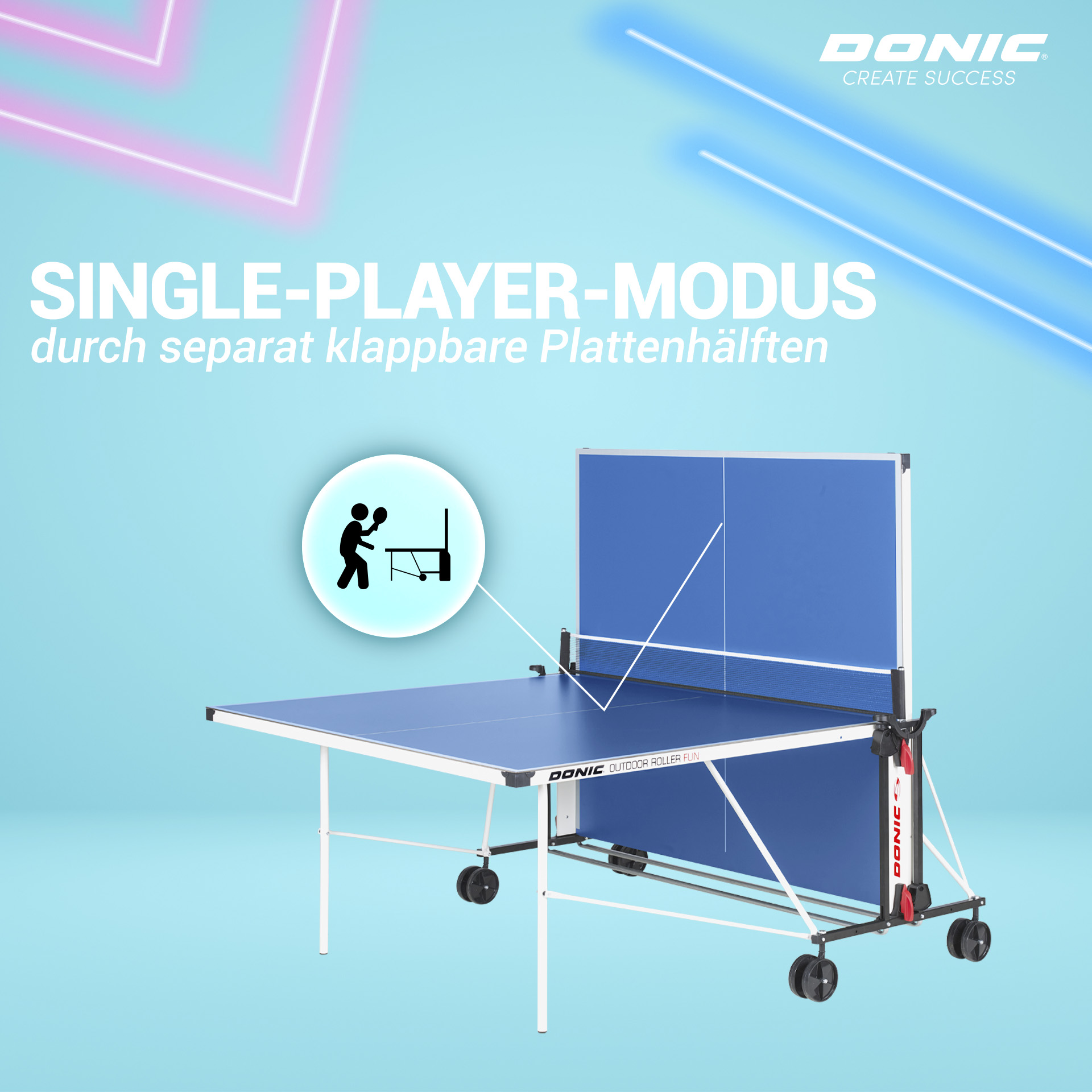 DONIC Outdoor Roller Fun, blau, Single-Player-Modus